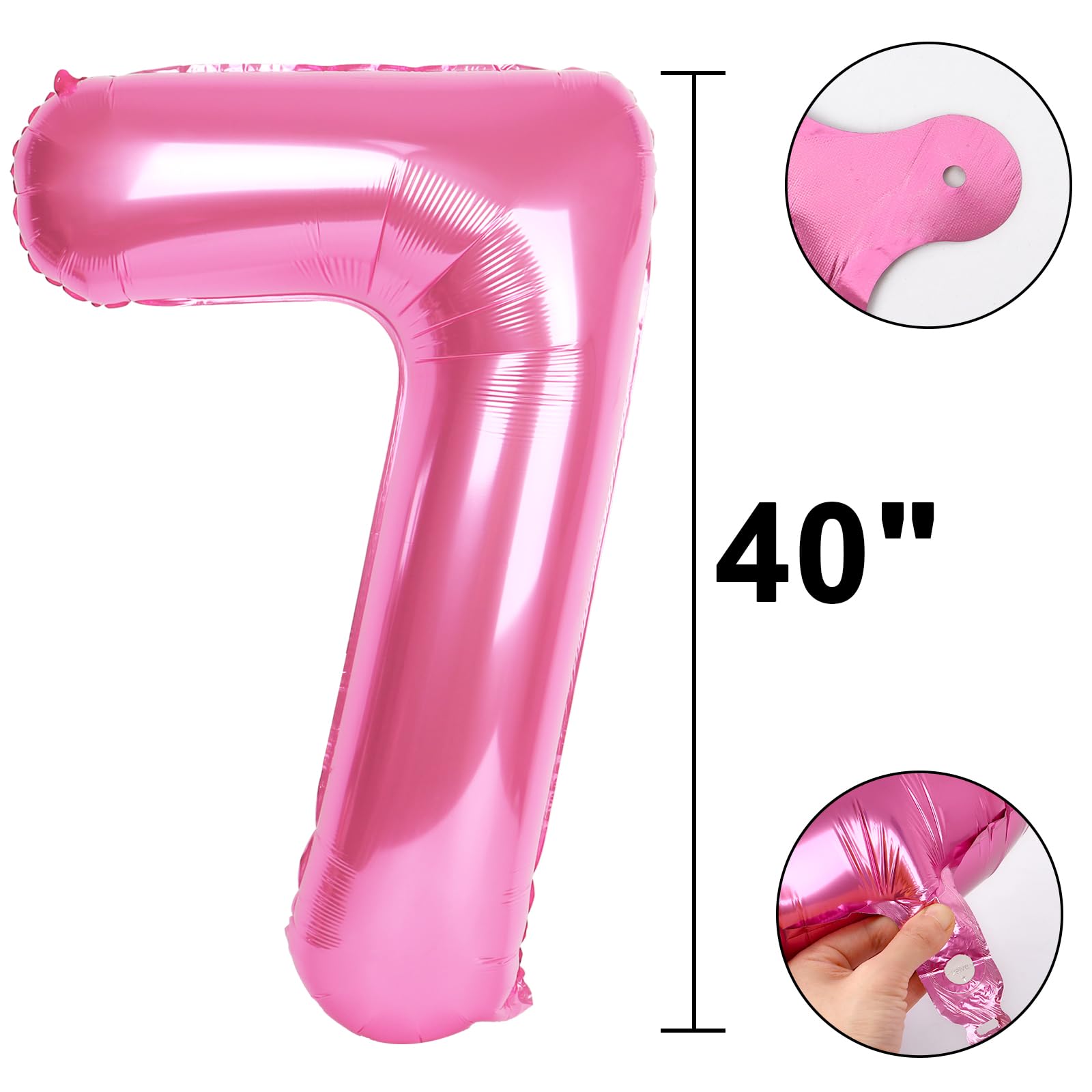 Kelfuoya giant pink number 7 foil balloon ideal for milestone celebrations.
