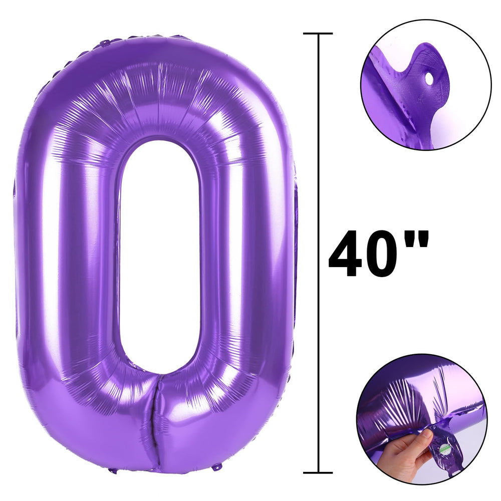 Kelfuoya giant purple 0 balloon on wall adds elegant celebration flair.