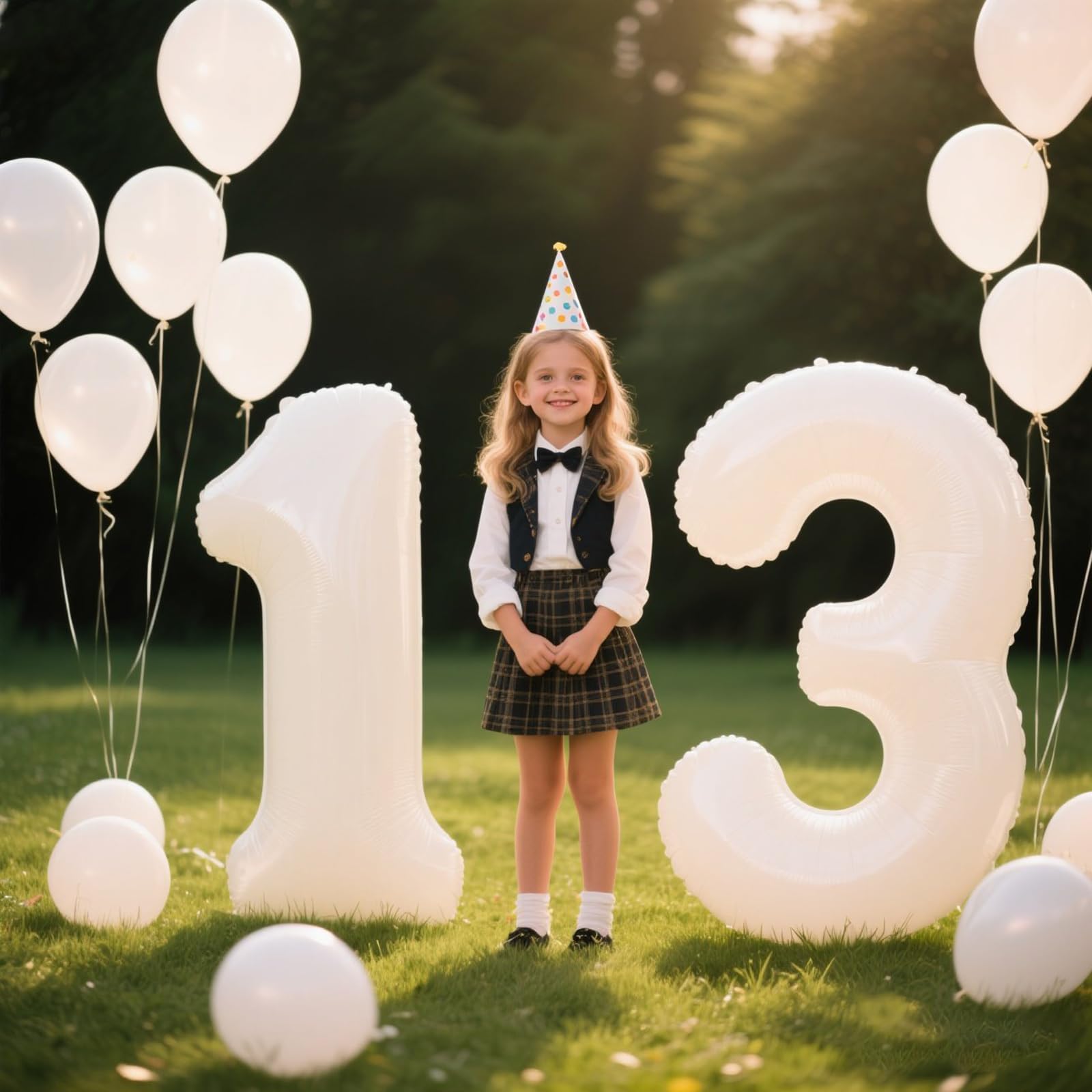 Kelfuoya gold-foil 13 balloon creates a glamorous party backdrop.