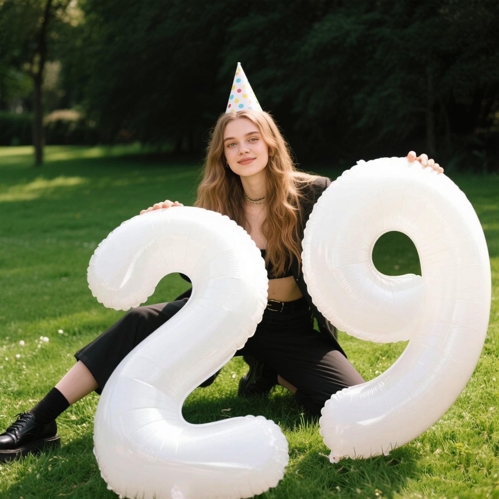 Kelfuoya gold foil 40-inch number 29 balloon adds elegant backdrop