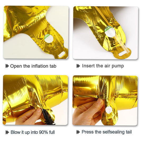 Kelfuoya gold foil balloon with self-sealing design for easy inflation