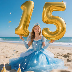 Kelfuoya golden foil 5 balloon suits weddings and anniversaries with elegance.
