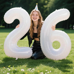 Kelfuoya gold foil number 26 balloon 40 inch adds elegant backdrop.