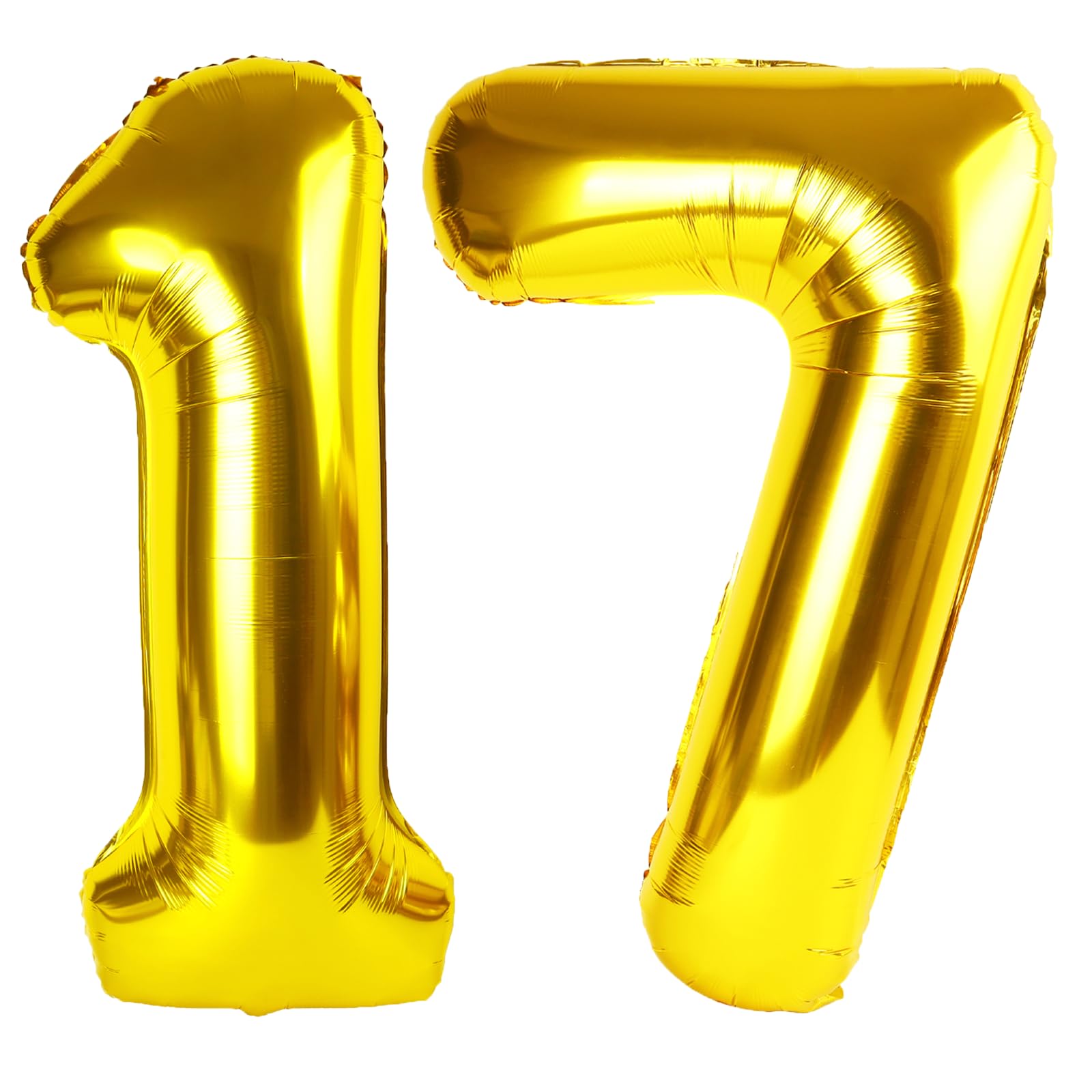 Kelfuoya gold number 17 balloon front view, ideal photo backdrop.