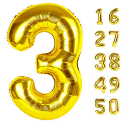 Kelfuoya gold 40-inch number 3 balloon for bold birthday backdrops and photos