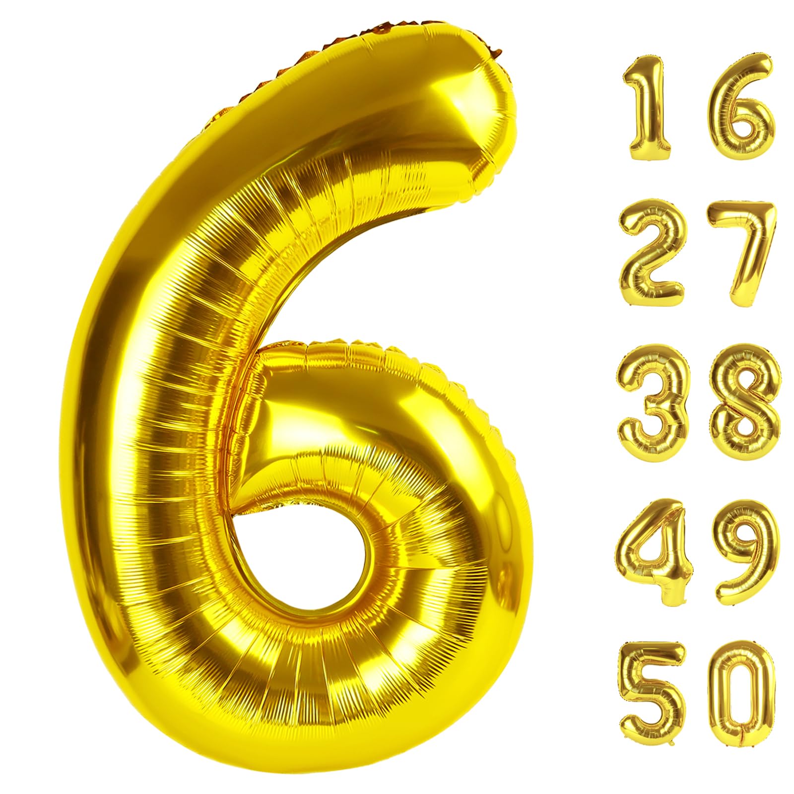 Kelfuoya gold 40-inch number 6 balloon for bold birthday photos