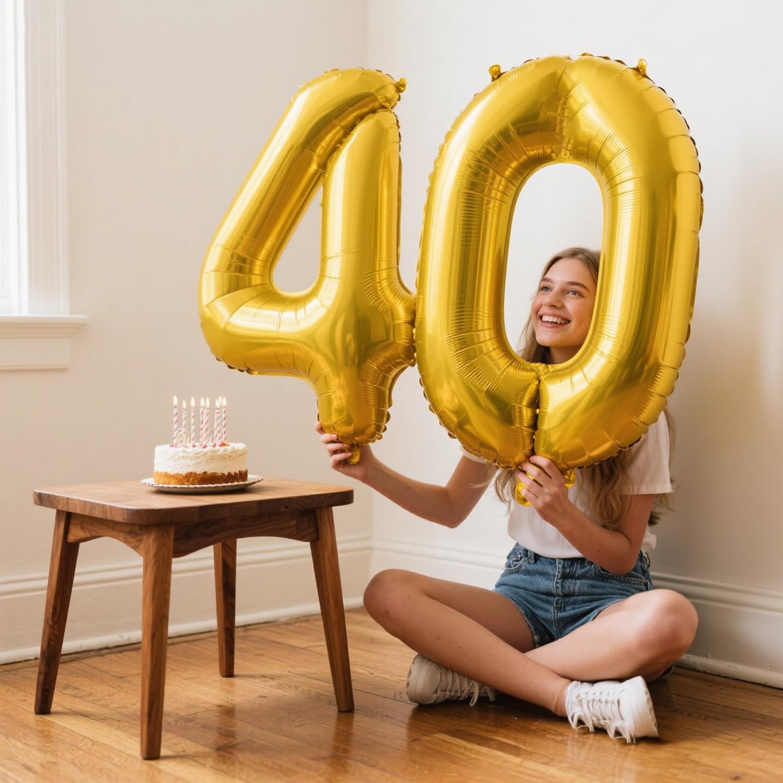 Kelfuoya 4 gold number balloon creates memorable birthday backdrops indoors.