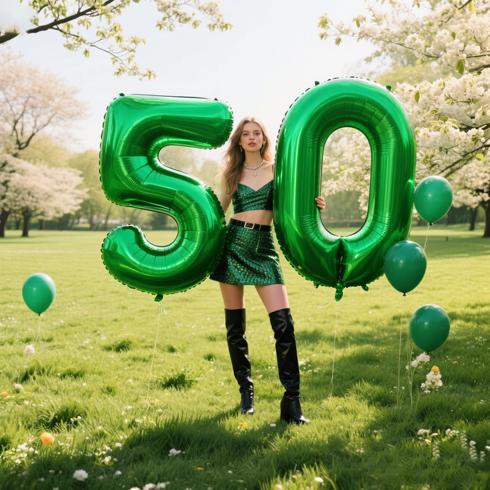 Kelfuoya green foil balloon packaged for storage and reuse
