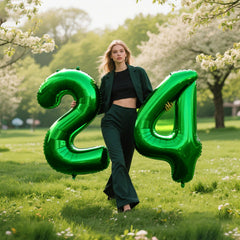 Kelfuoya green foil digital number balloons offer easy setup and durable display.