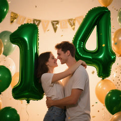 Kelfuoya green number 14 foil balloon adds bold color to birthdays and events