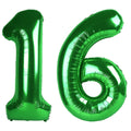 Kelfuoya green number 16 balloon inflated for a 40-inch birthday display