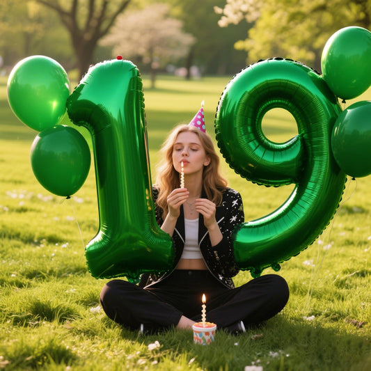 Kelfuoya green number 19 balloon wall display for celebratory decor
