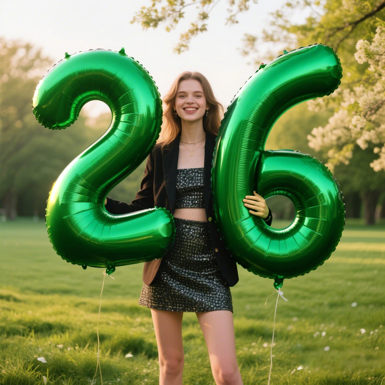 Kelfuoya green number 2 balloon inflates easily with included straw.