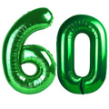Kelfuoya green 60-number balloon, 40-inch foil decor for birthdays and anniversaries.