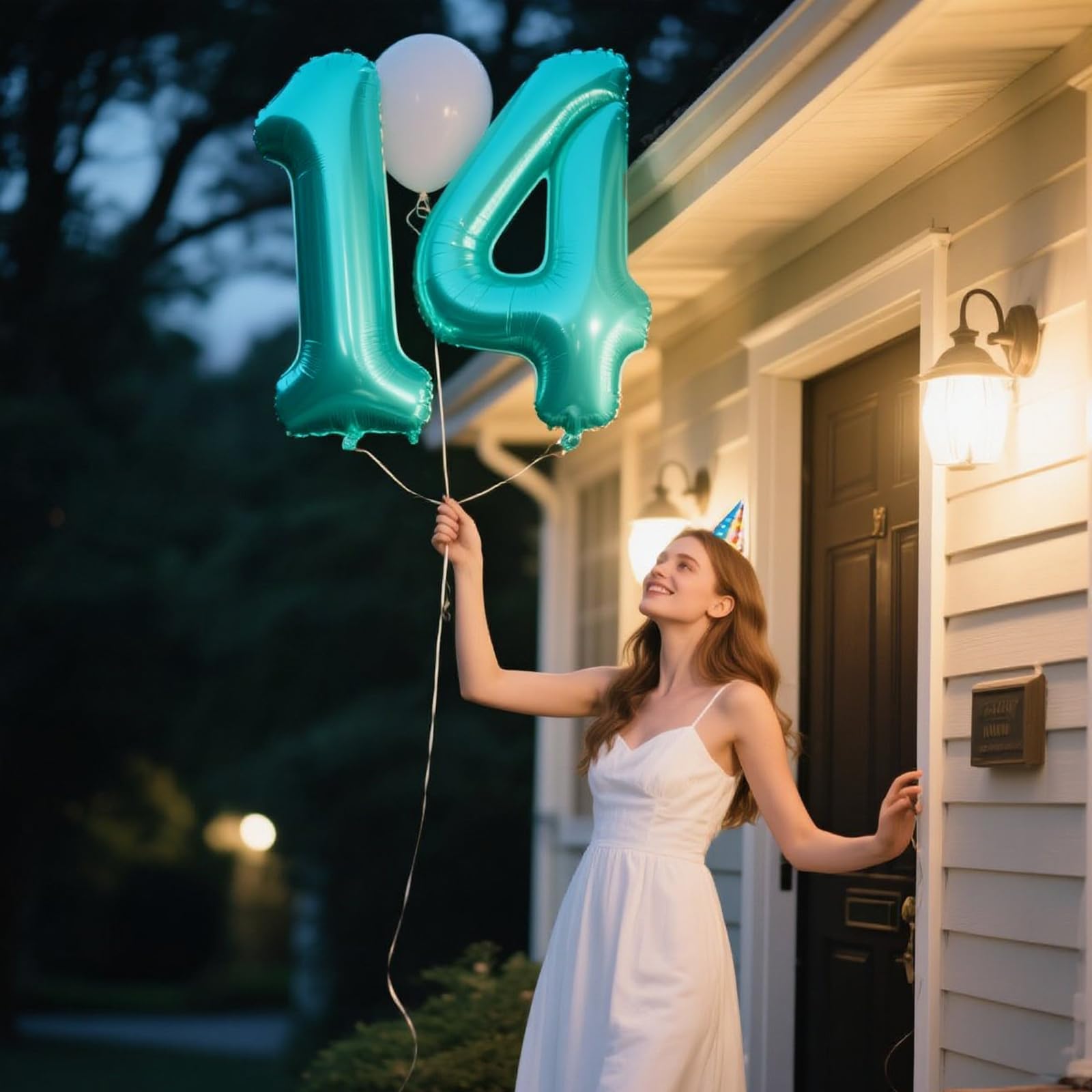 Kelfuoya 40 inch teal number balloon, easy inflation and long-lasting.