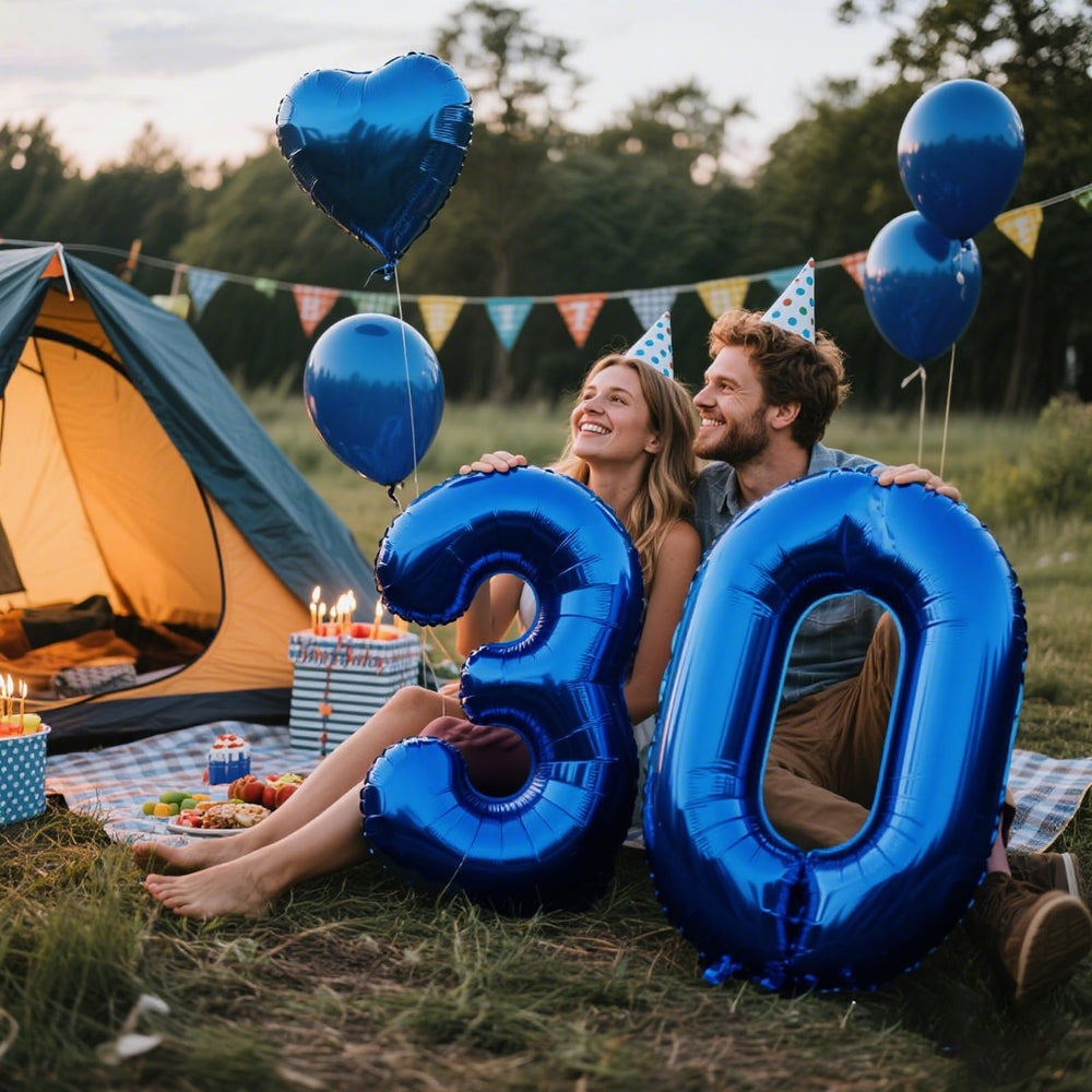 Kelfuoya 40-inch navy blue balloon inflates quickly with included straw.