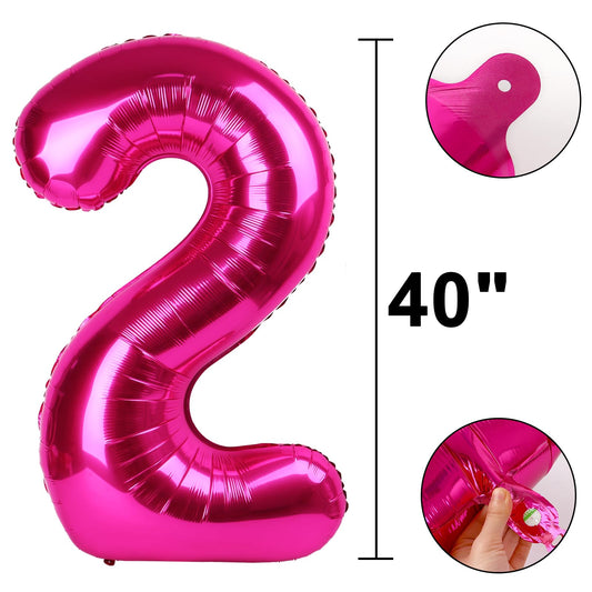Kelfuoya jumbo hot pink number 2 balloon adds elegant party flair