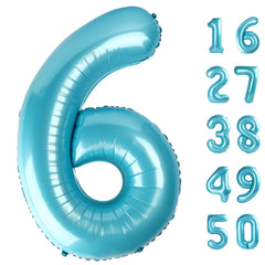 Kelfuoya light blue foil number-6 balloon for a 40-inch milestone display.