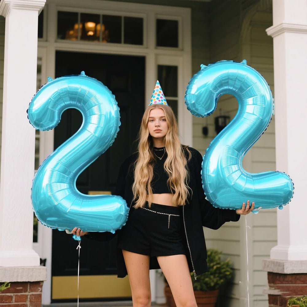 Kelfuoya light blue number 22 balloon self-sealing for easy, long-lasting display.