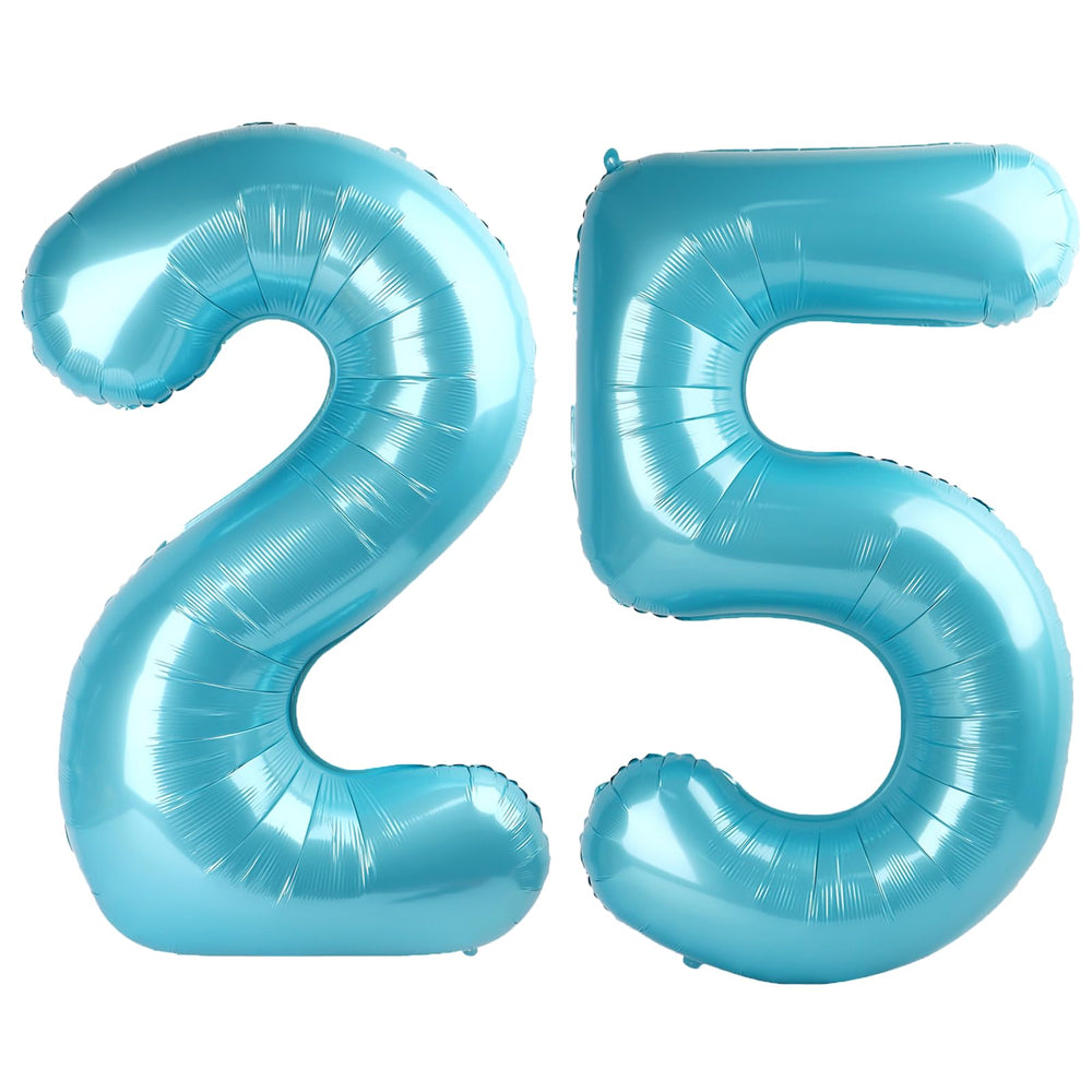 Kelfuoya light blue 25-number balloon, a striking centerpiece for birthdays and anniversaries.