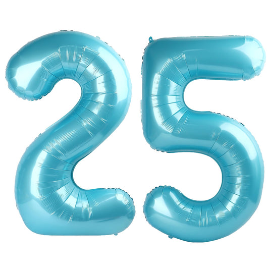 Kelfuoya light blue 25-number balloon, a striking centerpiece for birthdays and anniversaries.