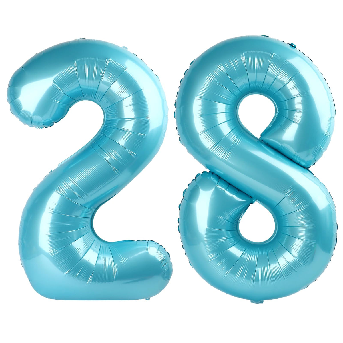 Kelfuoya light blue 28 balloon close-up, ideal backdrop for 28th birthday celebrations.