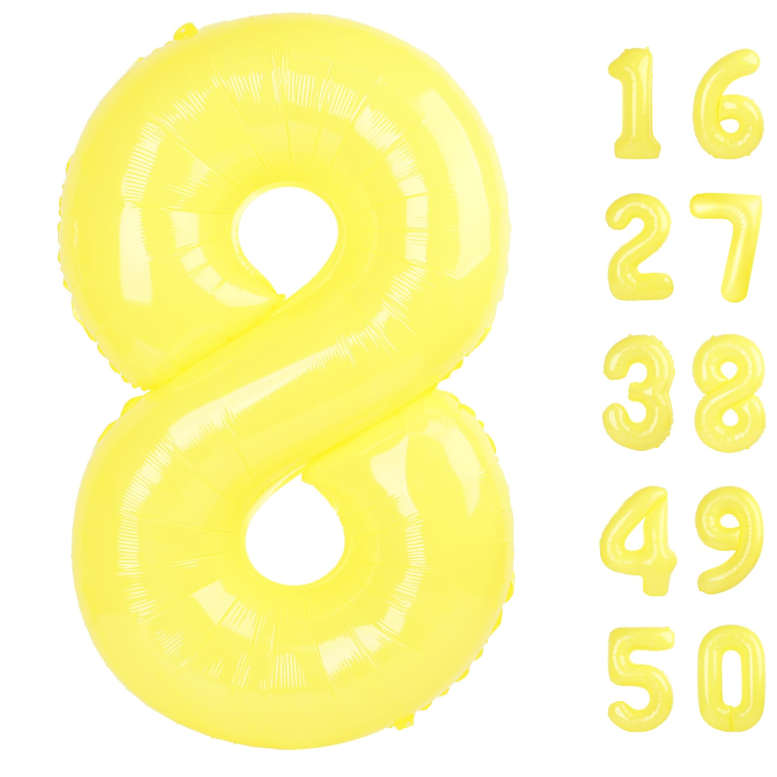 Kelfuoya macaroon yellow number 8 balloon front view for standout birthday décor