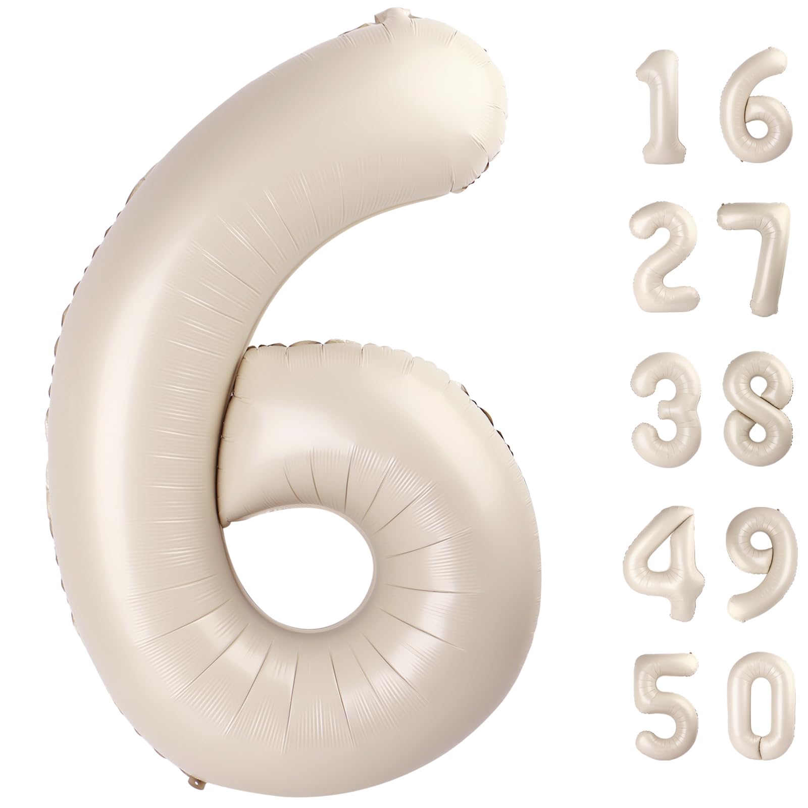 Kelfuoya milk-white 40in number-6 balloon front view for dramatic birthday backdrops