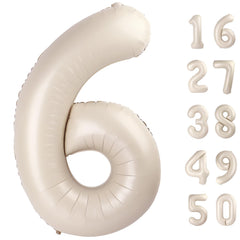 Kelfuoya milk-white 40in number-6 balloon front view for dramatic birthday backdrops