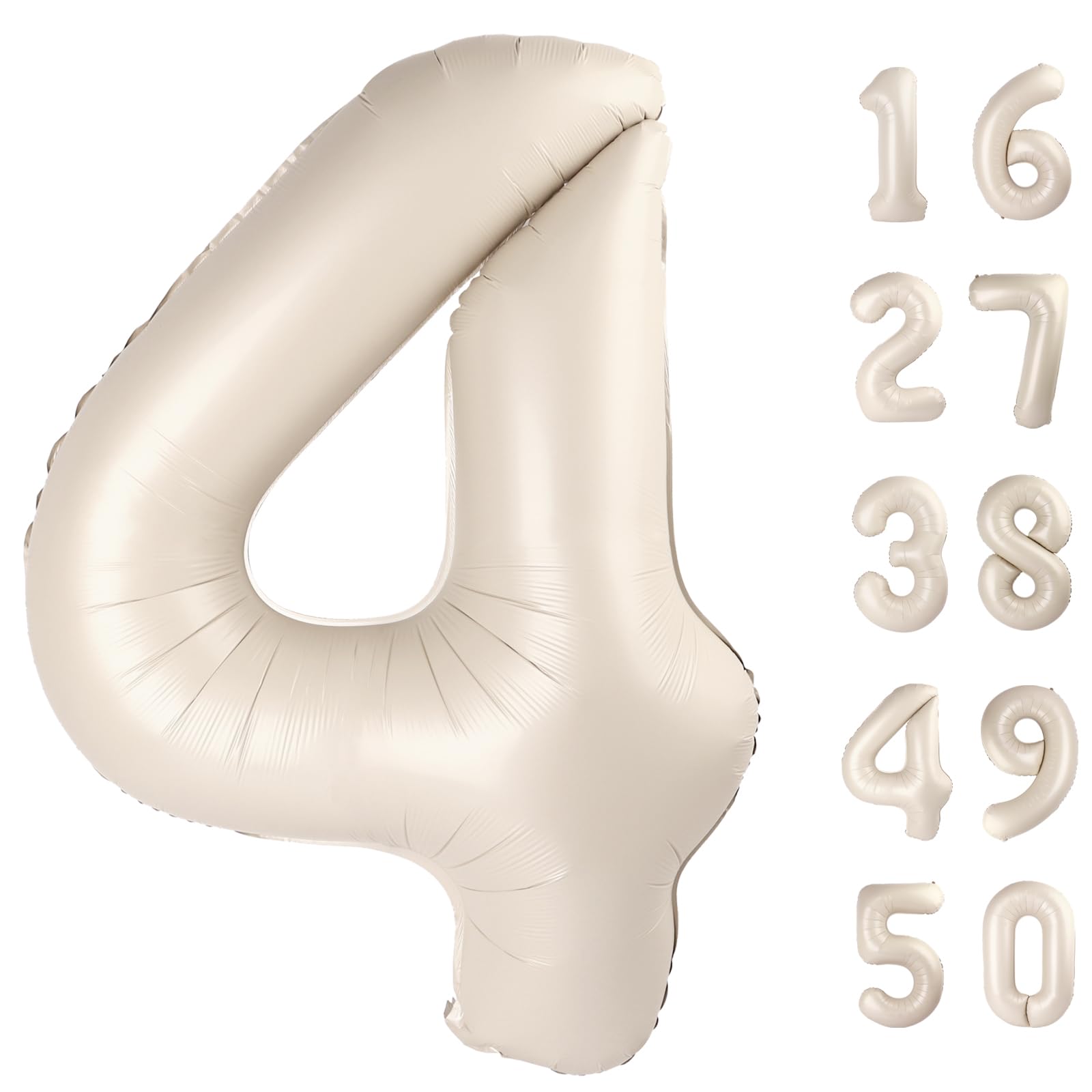 Kelfuoya milk-white 40-inch number balloon for elegant birthday or anniversary decor