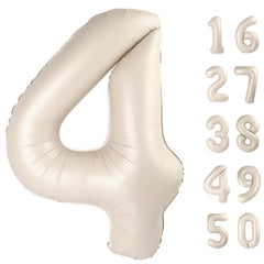 Kelfuoya milk-white 40-inch number balloon for elegant birthday or anniversary decor