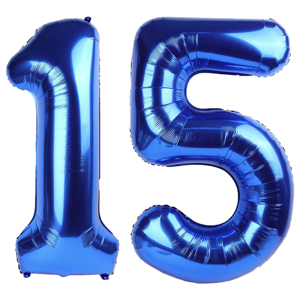 Kelfuoya navy blue 15 balloon wall display enhances birthday photo moments.
