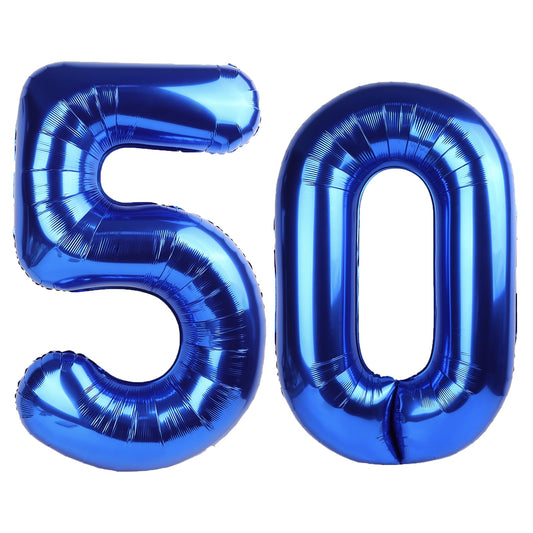 Kelfuoya navy-blue 40-inch number 50 balloon for stylish birthday decor.