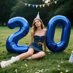 Kelfuoya navy blue Number 0 foil balloon, perfect for themed celebrations.