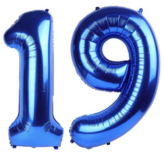 Kelfuoya navy blue 40-inch number 19 balloon for elegant birthday decor.