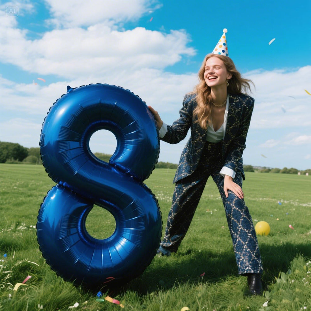 Kelfuoya navy blue 8 numeral balloon close-up