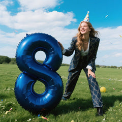 Kelfuoya navy blue 8 numeral balloon close-up