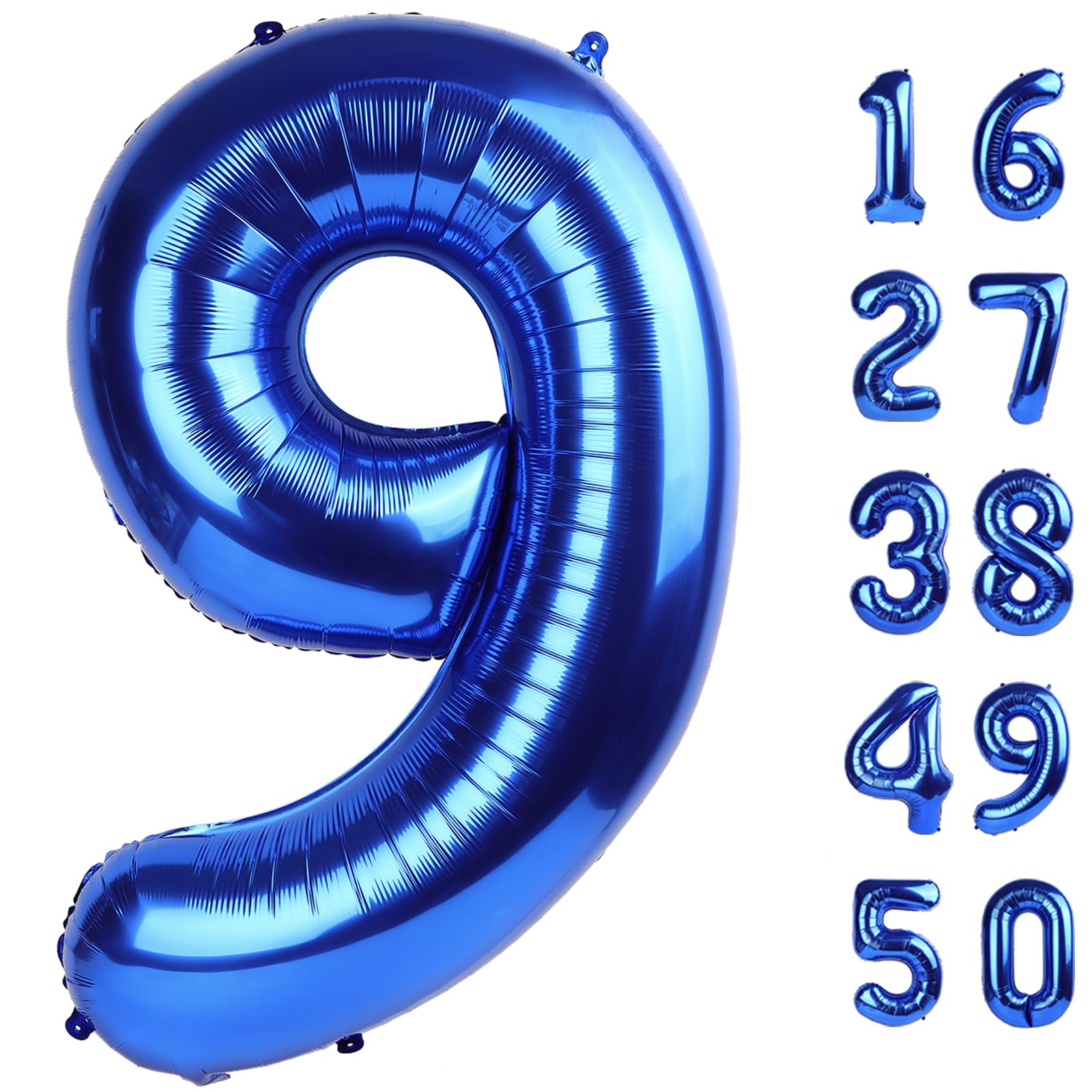 Kelfuoya navy blue 40-inch number 9 foil balloon for bold party decor.
