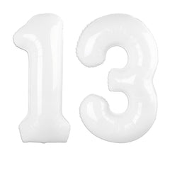 Kelfuoya 40-inch white number 13 balloon for elegant birthday decor.