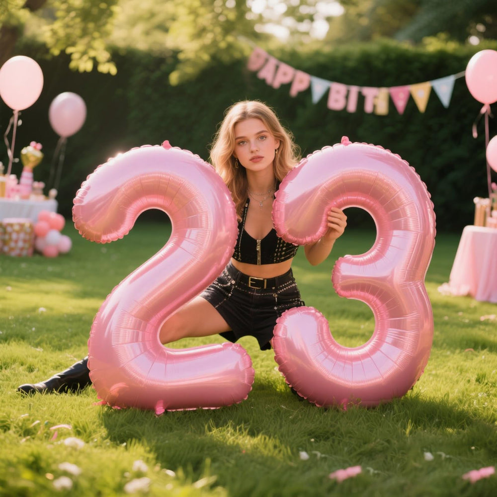 Kelfuoya 23rd birthday balloon foil pink for stylish celebrations
