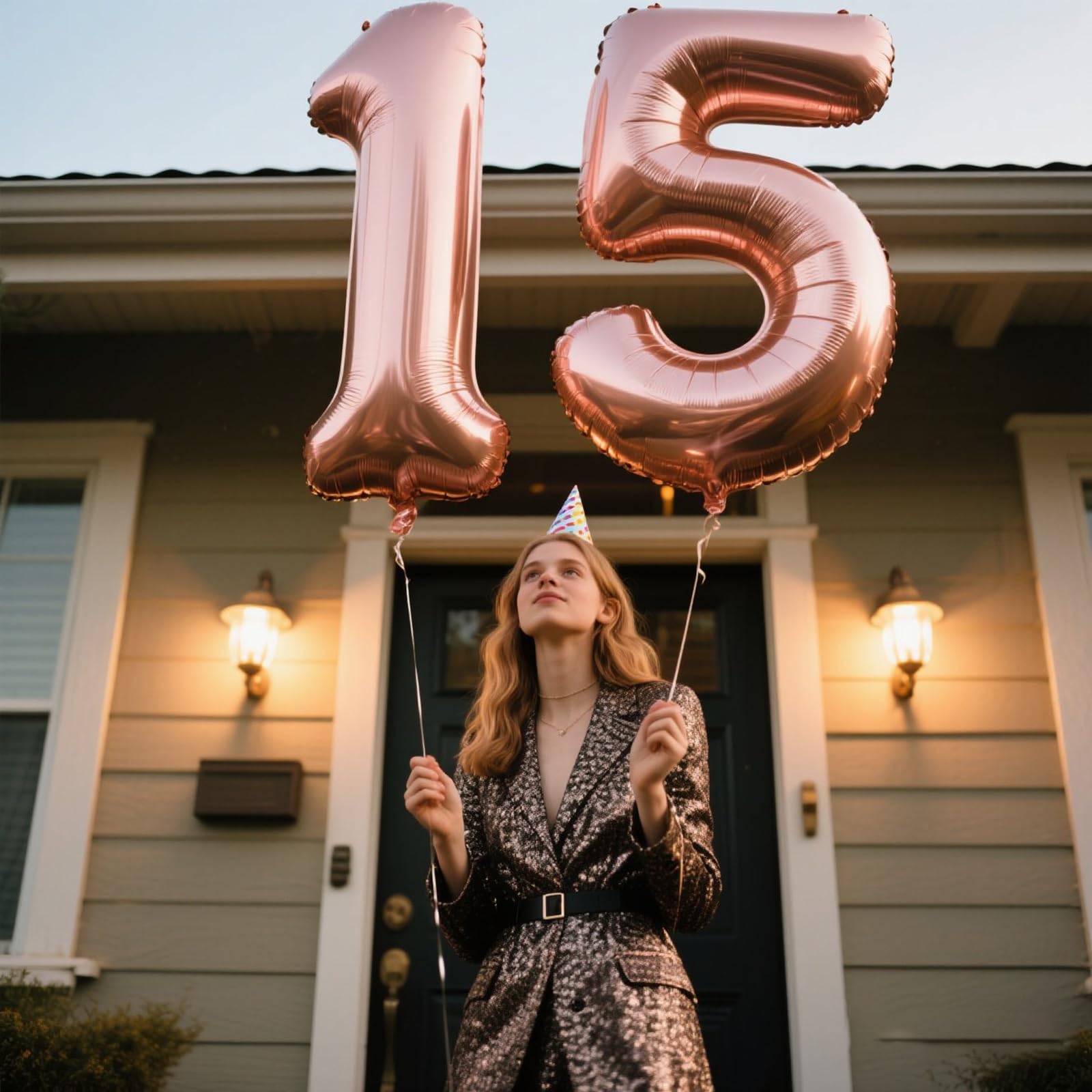 Kelfuoya number balloon backdrop rose gold enhances milestone celebrations