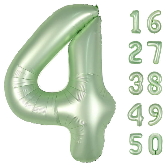 Kelfuoya olive green 40-inch four-number balloon setup for a dramatic backdrop