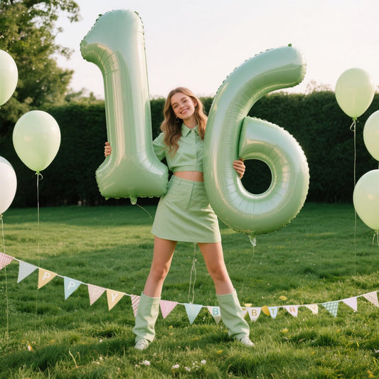Kelfuoya olive-green 6-number foil balloon for milestone celebrations