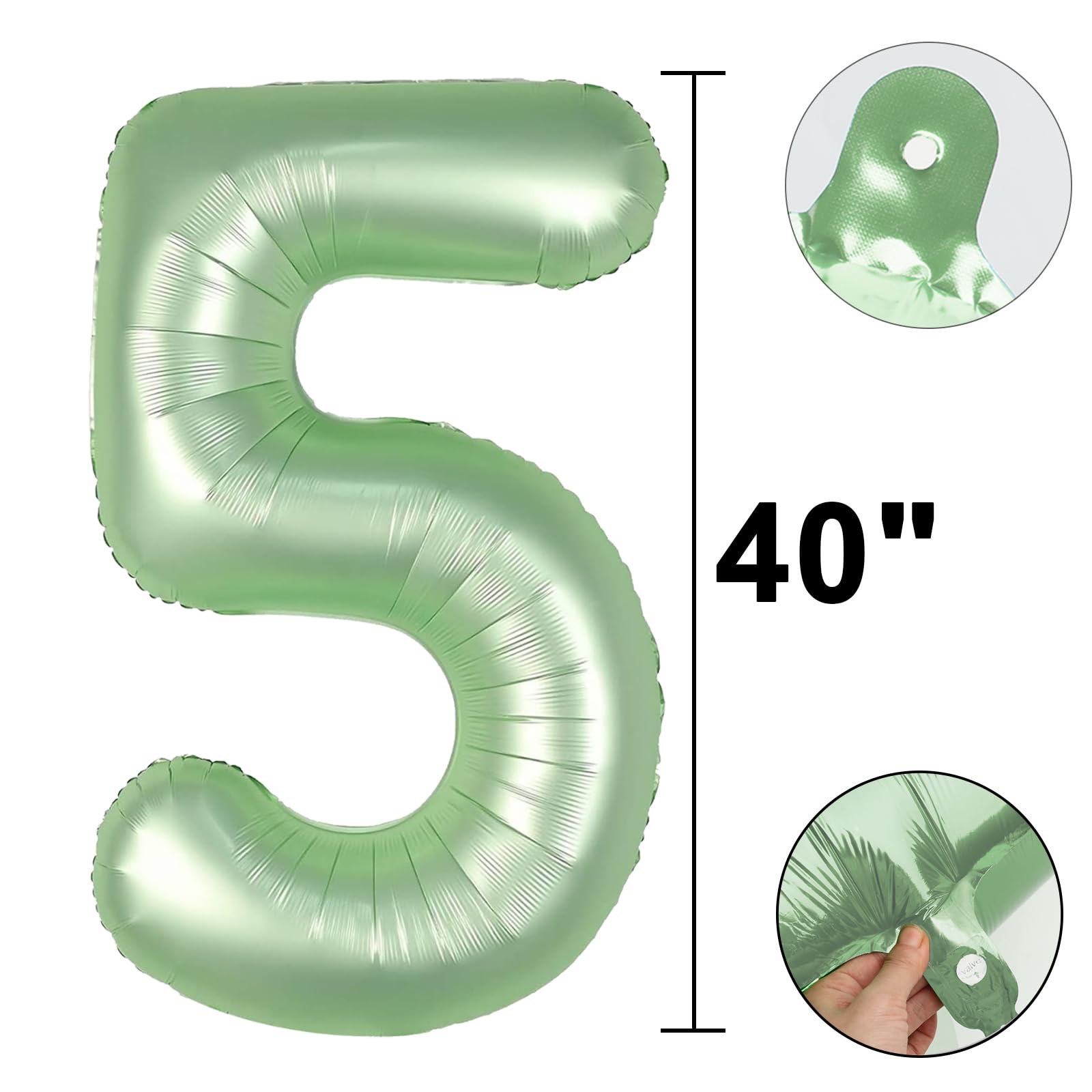 Kelfuoya olive green foil balloon closeup shows durable Mylar material and glossy finish.