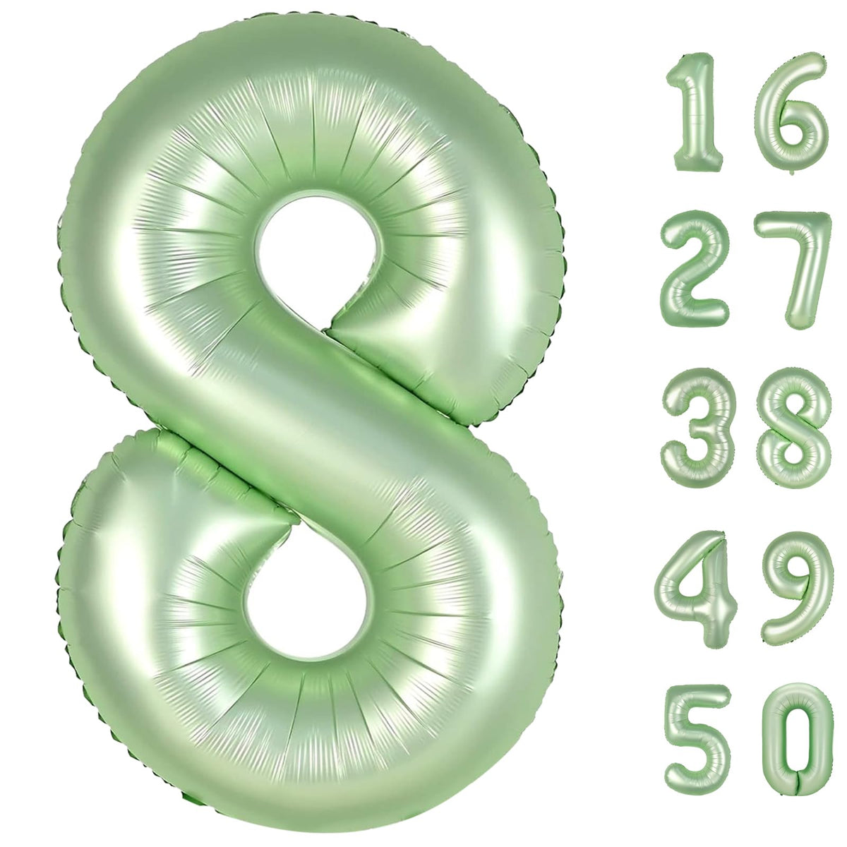 Kelfuoya olive-green foil number 8 balloon creates a 40-inch photo backdrop.