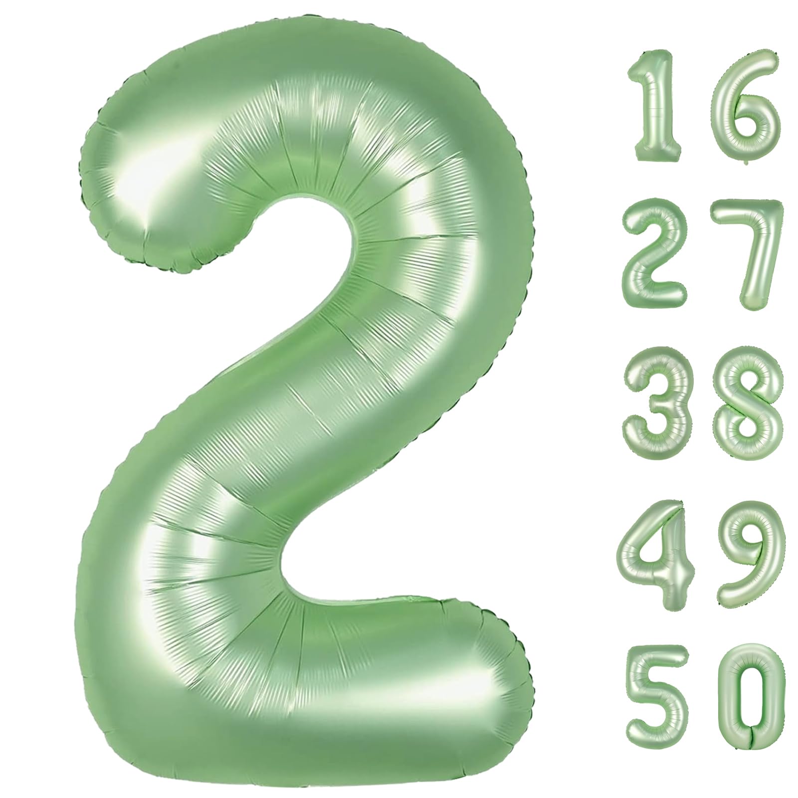 Kelfuoya 40-inch olive green Number 2 balloon for a bold party backdrop.