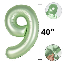 Kelfuoya olive green number 9 balloon on display adds milestone flair indoors or outdoors.