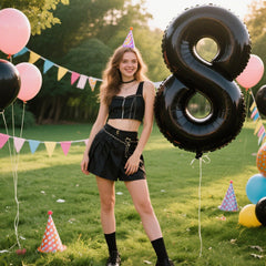 Kelfuoya outdoor party number 8 foil balloon in black