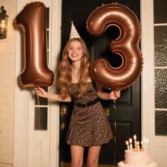 Kelfuoya dark brown number balloon used in elegant party backdrops