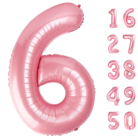 Kelfuoya 40-inch pearlescent pink number balloon ready for a bold birthday backdrop